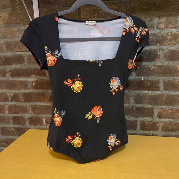 Free People Tops - Square neck floral bodysuit